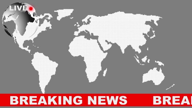 Breaking news lower third 3rd chyron 3rd loop 4k. TV broadcast style animation for breaking news or live updates, News lower third background overlay template animation with chroma key. 