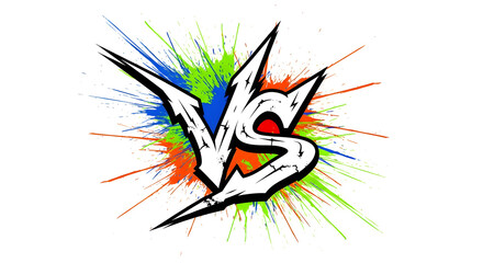 Obraz premium Dynamic comic-style VS typography with ink splash explosion effect