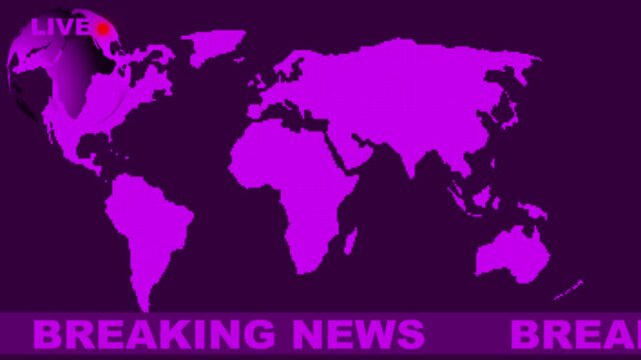 Breaking news lower third 3rd chyron 3rd loop 4k. TV broadcast style animation for breaking news or live updates, News lower third background overlay template animation with chroma key. 