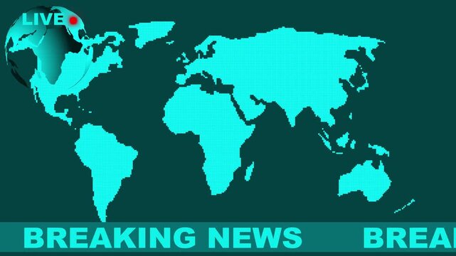 Breaking news lower third 3rd chyron 3rd loop 4k. TV broadcast style animation for breaking news or live updates, News lower third background overlay template animation with chroma key. 