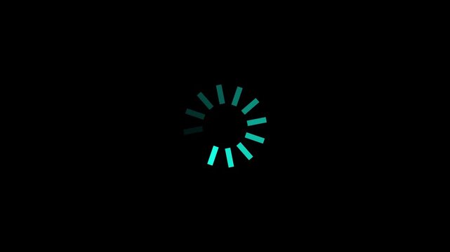 Animated spinning waiting icon on black background. Loading circle animation. Animation of a loading spinning load wheel. Loading Bar Circle animation, Loading neon circles.  circle arrow icon.