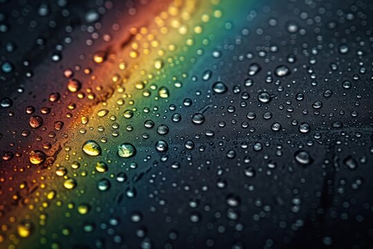 Realistic rainbow effect texture background droplets.