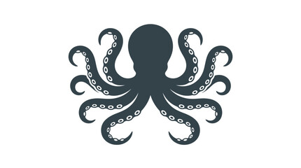 Dark Octopus Silhouette Logo Isolated on White Background. Marine Animal Icon, Cephalopod Vector Illustration for Nautical Design and Seafood Branding. © Graphicnoell