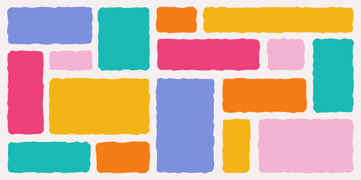 Vector hand drawn frames pack. Wavy organic rectangles mixed with curved blobs. Uneven outline boxes, retro doodle shapes for text and photos.