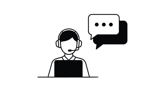 Vector customer support agent icon with speech bubble, for website or app UI, isolated on transparent background, png
