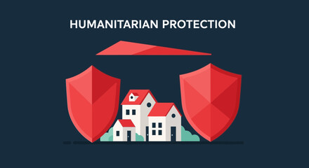 Obraz premium Houses Protected by Red Shields Illustration.