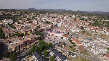 Obraz premium Aerial View of Plaza de Toros Bullring in San Martin de Valdeiglesias, Spain