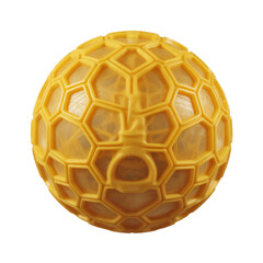Fototapeta premium Intricate yellow sphere with a translucent core and a detailed honeycomb exoskeleton, suggesting advanced technology or biology on a transparent background.
