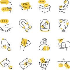 Collection of Communication Doodle Style Illustrations 
