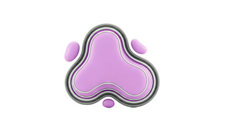 3D Render of a Lilac Abstract Blob with Concentric Rings and Spheres