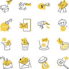 Collection of Communication Doodle Style Illustrations 
