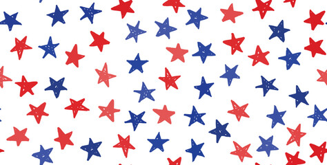 Fototapeta premium Stars grunge. Independence Day USA. Presidents day. Hand drawn illustration. 