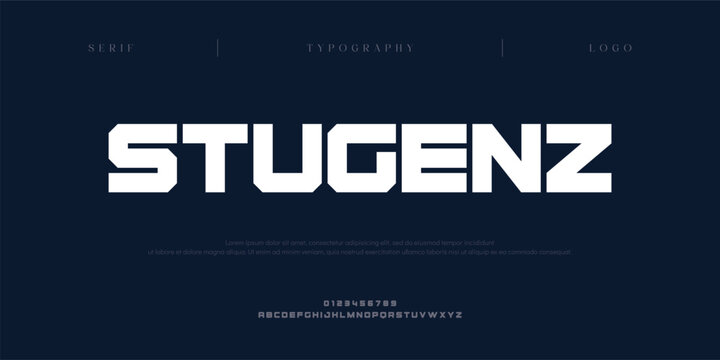 Stugenz, Creative digital minimal modern alphabet fonts. Typography minimalist urban digital fashion future creative logo font. vector illustration
