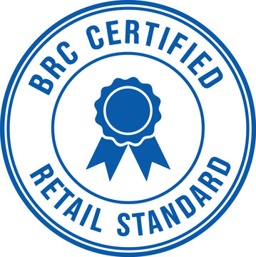 BRC Certified Retail Standard Badge Vector Icon for Quality Assurance and Compliance
