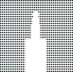 A bottle is cut out in the dense texture in the form of dots.