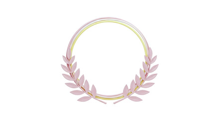 Pink and Yellow Laurel Wreath with Copy Space