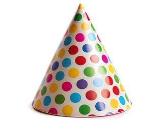 A festive polka dot party hat, perfect for adding a splash of color to any celebration