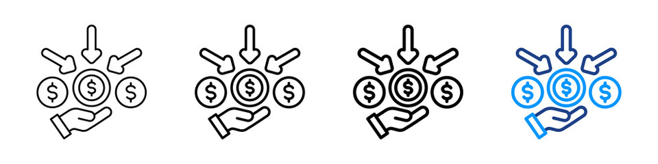 Revenue Stream Icon Different Style Outline Collection Set.