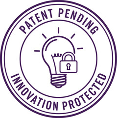 Patent Pending Innovation Protected Badge with Light Bulb and Lock Icon for Intellectual Property Security