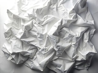 Abstract composition of crumpled white paper creating a dynamic interplay of light and shadow