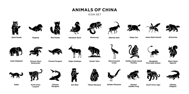 Animals of China icon set