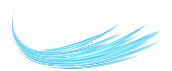 PNG. Wavy transparent curved lines in the form of the movement of sound waves in a set of different shapes of whirlpool, twist, spiral. Light arc in blue colors, in the form of a turn and a zigzag