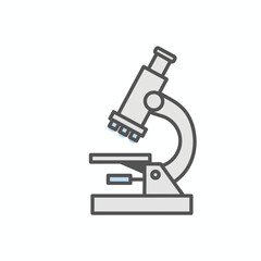 Stylized illustration of a light gray compound microscope on a white background