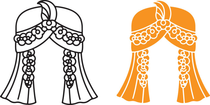 Traditional sehra designs vector set isolated on white background, illustration