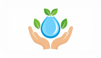 Eco friendly earth held in hands with green leaves sustainability concept illustration