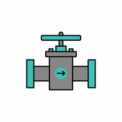 Stylized illustration of a manual valve on a horizontal pipe with a flow direction arrow
