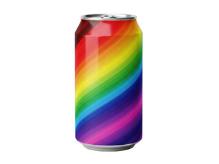 Fototapeta premium Rainbow colored soda can isolated on transparent background