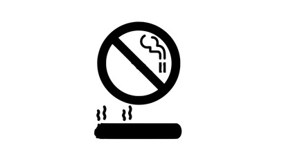 Extinguished cigarette butts with no smoking prohibition sign health awareness vector