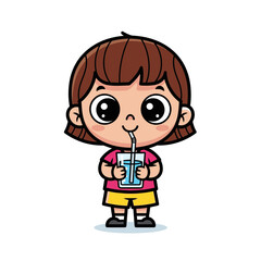 Cute Soda Cup Mascot Illustration &ndash; Smiling Soft Drink Character with Straw for Fun & Beverage Design