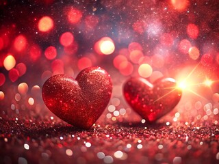 Sparkling red hearts: a romantic bokeh background for valentine's day or love celebrations