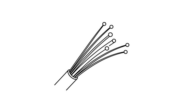 Minimalist Stripped Wire Cable Icon - Electrical or Fiber Optic Symbol