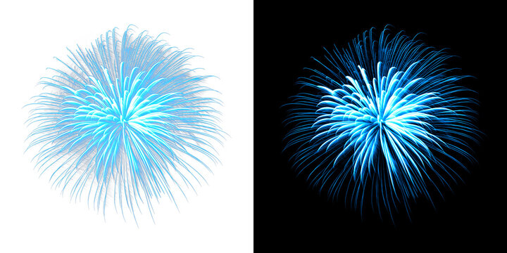 Intense bright blue fireworks blooming light explosion festive celebration event spectacular radiant display night sky background abstract