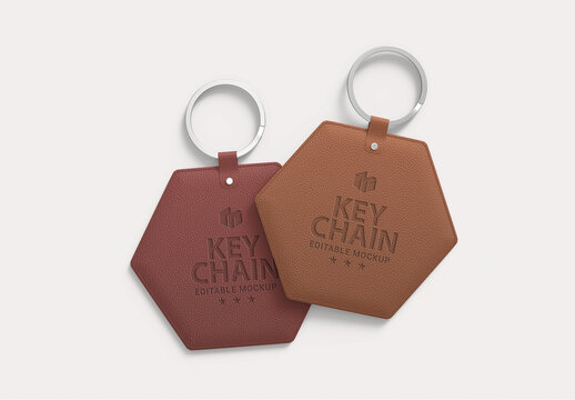 Brown Keychain Holders set Mockup