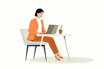 Laptop woman furniture computer.