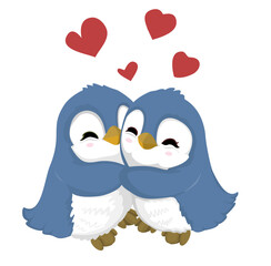 fun penguins love in valetine day style vector illustration design