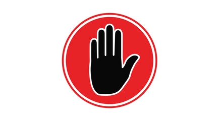 Obraz premium Stop sign featuring a white hand silhouette on a red background