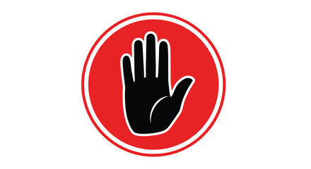 Obraz premium A red circle with a white outline containing a black hand symbol