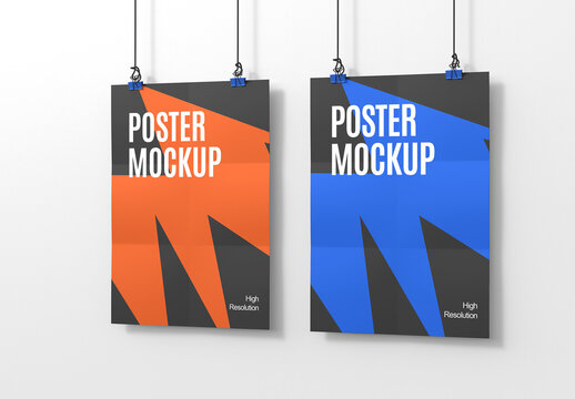 Editable Hanging Poster Mockup Set Template