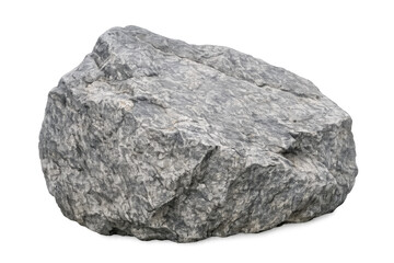 Gray rock boulder with rough natural texture and detailed surface, isolated on a transparent background
