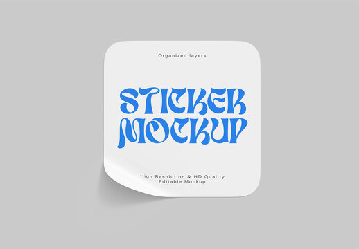 Square Adhesive Sticker Mockup
