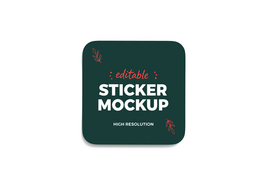 Rounded Corner Square Sticker Mockup