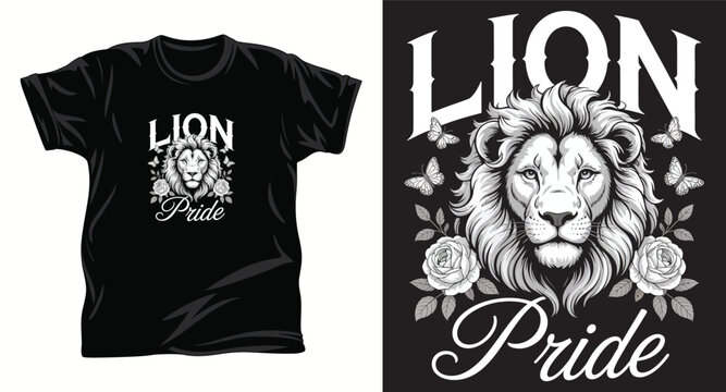 Lion graphic vector T shirt design print.