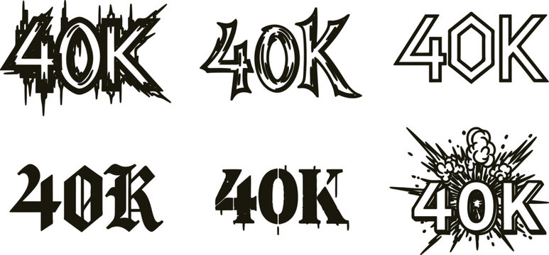 40k logo design elements with various artistic fonts and styles  modern typography