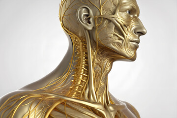 Fototapeta premium Realistic 3D Golden Human Figure with Detailed Anatomical Structures