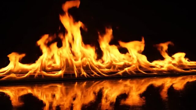 Flickering Flames on Dark Water Surface.