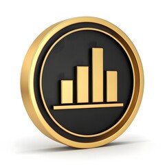 Gold coin growth graph icon for business and finance success
